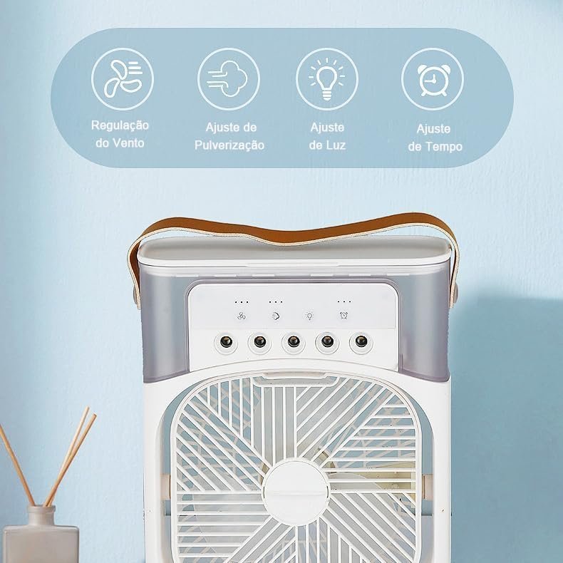 Ventilador Portátil de Mesa Mini Ar Condicionado Umidificador Climatizador Pode Colocar Gelo Luz Led - 2