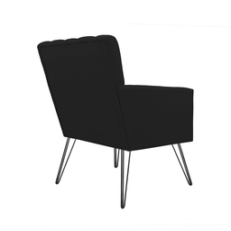 Poltrona Estofada Para Quarto Closet com Pés de Ferro Cecília Corano Preto - DL Decor - 3