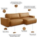 Ver imagem 3 de Sofá Retrátil Reclinável para Sala 4 Lugares 290cm Angel L06 Couro Caramelo - Lyam Decor