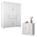 Ver imagem 1 de Cômoda Montevidéu e Guarda Roupa Solteiro Ecom 2 Branco Flex - Demóbile