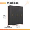 Guarda Roupas Casal 6 Portas 2 Gavetas Prime Preto Maxel - 3