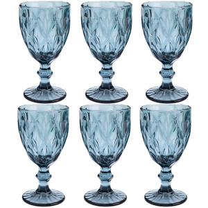 Jogo de Taças de Vidro para Água Suco Vinho Diamond Conjunto de Taça Mesa Posta 325ml 6 Unidades - a