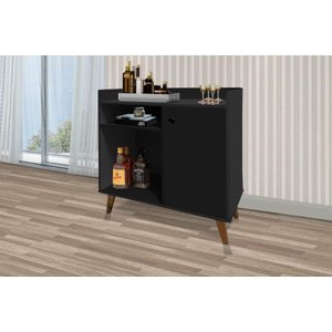 Aparador Cantinho do Café Mad Estilo Retrô com Pés em Madeira Cor Preto Rm