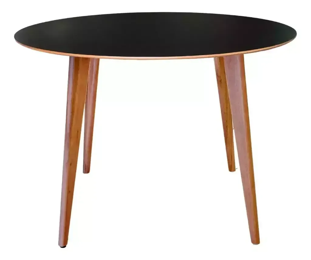 Mesa de Madeira Redonda 1m Preto - Dina - 2