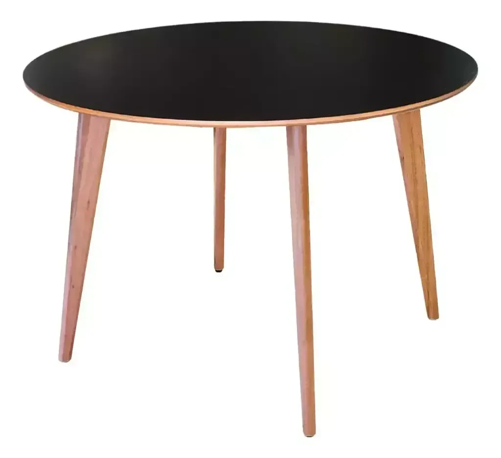 Mesa de Madeira Redonda 1m Preto - Dina