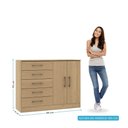 Ver imagem 3 de Cômoda Sapateira 2 Portas 5 Gavetas Menu Móveis Carvalho