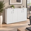 Ver imagem 1 de Armário Médio para Escritório 1,60 m com 4 Portas, Chave e 3 Prateleiras F5 Office Cor:Branco