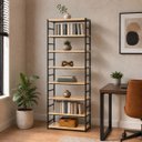 Ver imagem 2 de Estante Multiuso Organizador Livreiro Estilo Industrial 180x70 Preto Natural