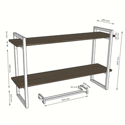 Adega Bar Industrial P/ Bebidas Prateleira Dupla Preta 60cm - 6