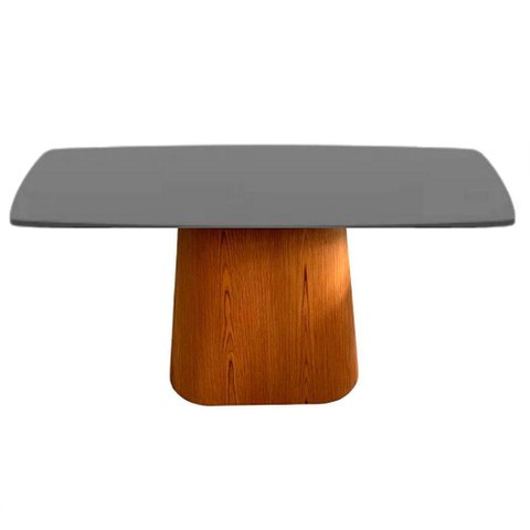 Mesa De Jantar Cone Retangular 220X120cm Tampo Laqueado Preto Preto