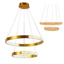Ver imagem 1 de Luminaria Pendente Lustre 2 Aneis Cristal Arco Dourado Led 52W Sala de Jantar Restaurante Ambiente C