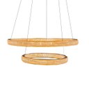 Ver imagem 4 de Luminaria Pendente Lustre 2 Aneis Cristal Arco Dourado Led 52W Sala de Jantar Restaurante Ambiente C