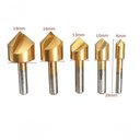 Ver imagem 2 de Kit 5 Broca Escariadora Conica Ferro Madeira Metal 6 a 19 Mm