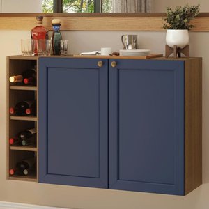 Buffet Aparador com Adega 100cm 2 Portas Rustic/azul Vik Madesa 16