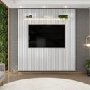 Ver imagem 1 de Painel Ripado para TV até 75 Polegadas com LED MDF 223cmx240cm Trento Cinza Bali