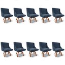 Ver imagem 1 de Kit 10 Cadeiras Estofadas Giratória para Sala de Jantar Lia Suede Azul Marinho - Ibiza