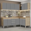 Ver imagem 2 de Armário de Cozinha Modulado de Canto 6 Peças Cp29 Balcão com Tampo Castanho/cinza - Lumil Lumil Móve