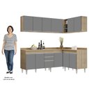 Ver imagem 5 de Armário de Cozinha Modulado de Canto 6 Peças Cp29 Balcão com Tampo Castanho/cinza - Lumil Lumil Móve
