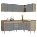 Ver imagem 1 de Armário de Cozinha Modulado de Canto 6 Peças Cp29 Balcão com Tampo Castanho/cinza - Lumil Lumil Móve