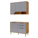 Ver imagem 1 de Balcão com Aéreo Celeste 120 Cm com 5 Portas Cinamomo/platina