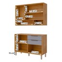 Ver imagem 3 de Balcão com Aéreo Celeste 120 Cm com 5 Portas Cinamomo/platina