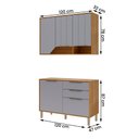 Ver imagem 4 de Balcão com Aéreo Celeste 120 Cm com 5 Portas Cinamomo/platina
