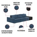 Ver imagem 3 de Sofá Ilha 3 Lugares Living 342cm Modulado Sala Lary Veludo Azul Marinho/pu Pto K01 - D'Rossi
