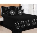 Ver imagem 1 de Kit Cobre Leito Casal Queen Encanto 07 Peças Bordado Colcha - Preto