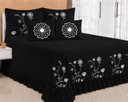 Ver imagem 1 de Kit Cobre Leito Casal Queen Encanto 07 Peças Bordado Colcha - Preto