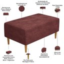 Ver imagem 4 de Puff Decorativo Sala de Estar Cléo W01 Pés Palito 90 cm Linho Bordô - Lyam Decor