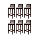 Ver imagem 2 de Kit 6 Banquetas Assento Encosto Estofado em Linho Hellen:imbuia com Linho Cinza