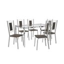 Ver imagem 1 de Conjunto Sala de Jantar 6 Cadeiras Mesa Tampo de Vidro Kappesberg Crome Cromado/marrom