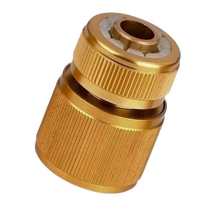 Kit Engate Rápido 1/2'' + Esguicho Jato Metal Aluminio Dourado - 5