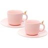 Conjunto 2 Xícaras de Chá de Cerâmica Colibri com Pires Rosa 170ml - Wolff - 1