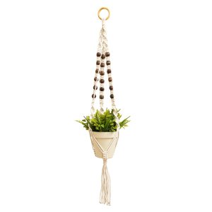 Suporte para Vaso de Plantas Hanger Macramê (cru) Bolinhas