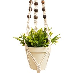 Suporte para Vaso de Plantas Hanger Macramê (cru) Bolinhas - 2