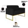 Poltrona Namoradeira 2 Lugares Dourada S07 Suede Preto - 5