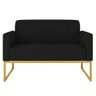 Poltrona Namoradeira 2 Lugares Dourada S07 Suede Preto - 2