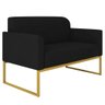 Poltrona Namoradeira 2 Lugares Dourada S07 Suede Preto - 1