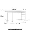 Ver imagem 4 de Balcão de Cozinha para Pia com Tampo 160cm Arkansas Cinza Claro - Lumil