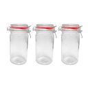 Ver imagem 1 de Kit 3 Potes Hermético Vidro Trava Metal 1000ml Class Home