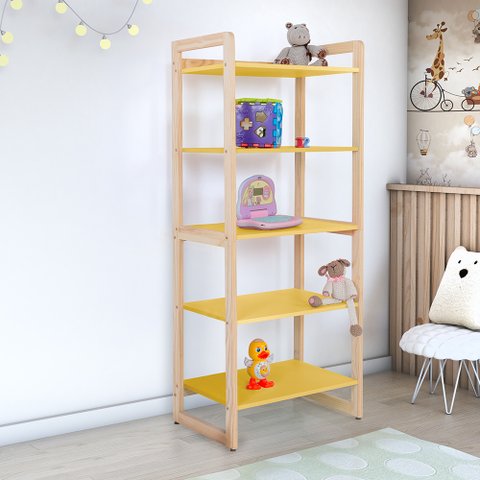 Estante Infantil Alta para Livros e Brinquedos Diversos 64x150cm Colorê Amarelo