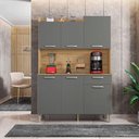 Ver imagem 3 de Armário de Cozinha Compacta 6 Portas e 1 Gaveta 121cm Florença Freijó-grafite - Pallazio