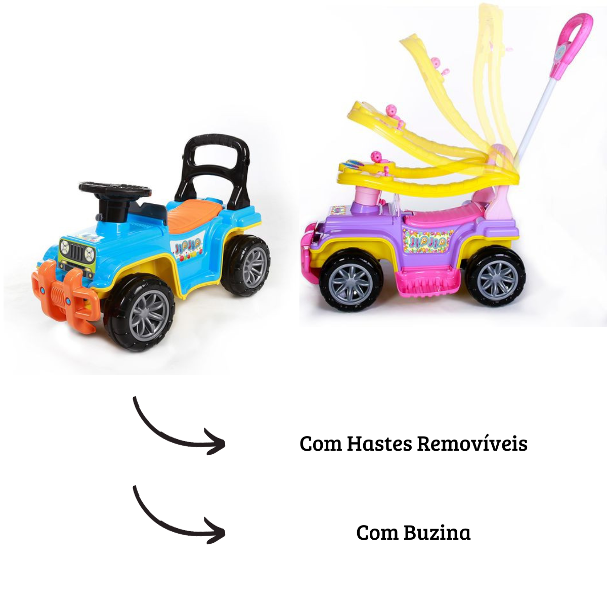 Carrinho de Brinquedo Jip Jip Infantil Empurrador com Buzina:rosa - 2