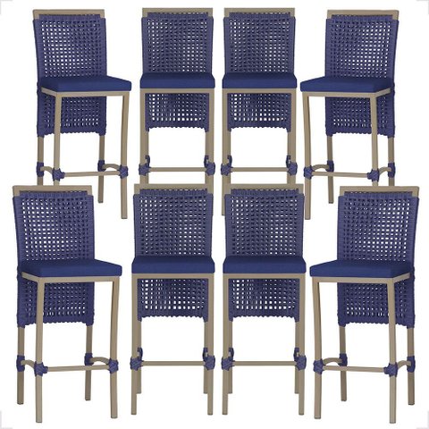 8 Banqueta em Alumínio Roma Fendi Corda Náutica Tecido 10