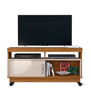 Rack para Sala de Estar Tv 50 Polegadas Estante Bancada Madeira Luxo:naturale