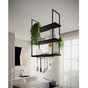 Ver imagem 1 de NICHO DE TETO PARA COZINHA 80 CM PRETO COM PRATELEIRA PRETA