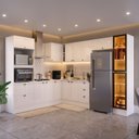 Ver imagem 1 de Cozinha Completa 9 Peças com Rodapé e Cristaleira com LED Pérola Yescasa