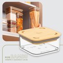 Ver imagem 2 de Pote Hermético Quadrado 230ml Tampa Bambu Bpa Free Coza