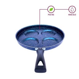 Frigideira Multiuso Gourmet 4 Divisórias Ovo Hambúrguer Azul - 3